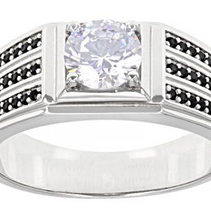 Bella Luce 1.97ctw White Diamond Simulant And Black Spinel Rhodium Over Sterling